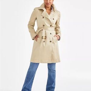 London Fog Women's Beige Double-Breasted Trench Coat